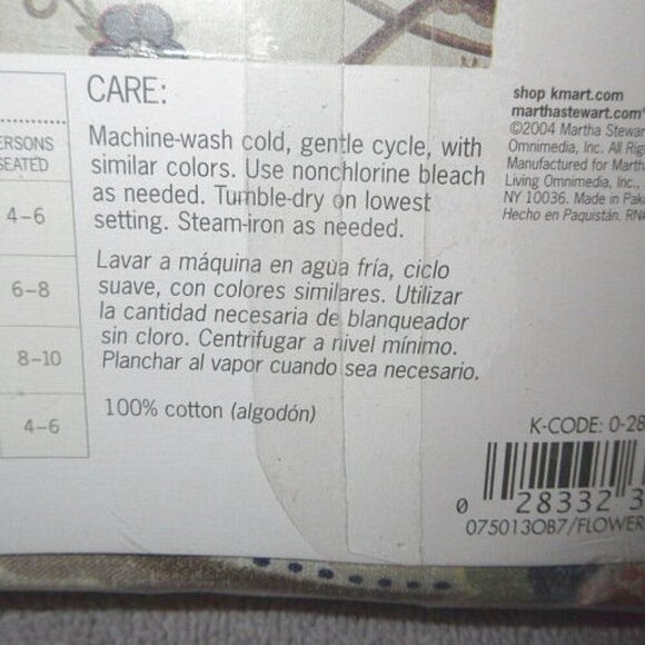 Vtg Martha Stewart Everyday Flowering Vine Oblong Fabric Tablecloth 52 x 70 NEW - Picture 11 of 12